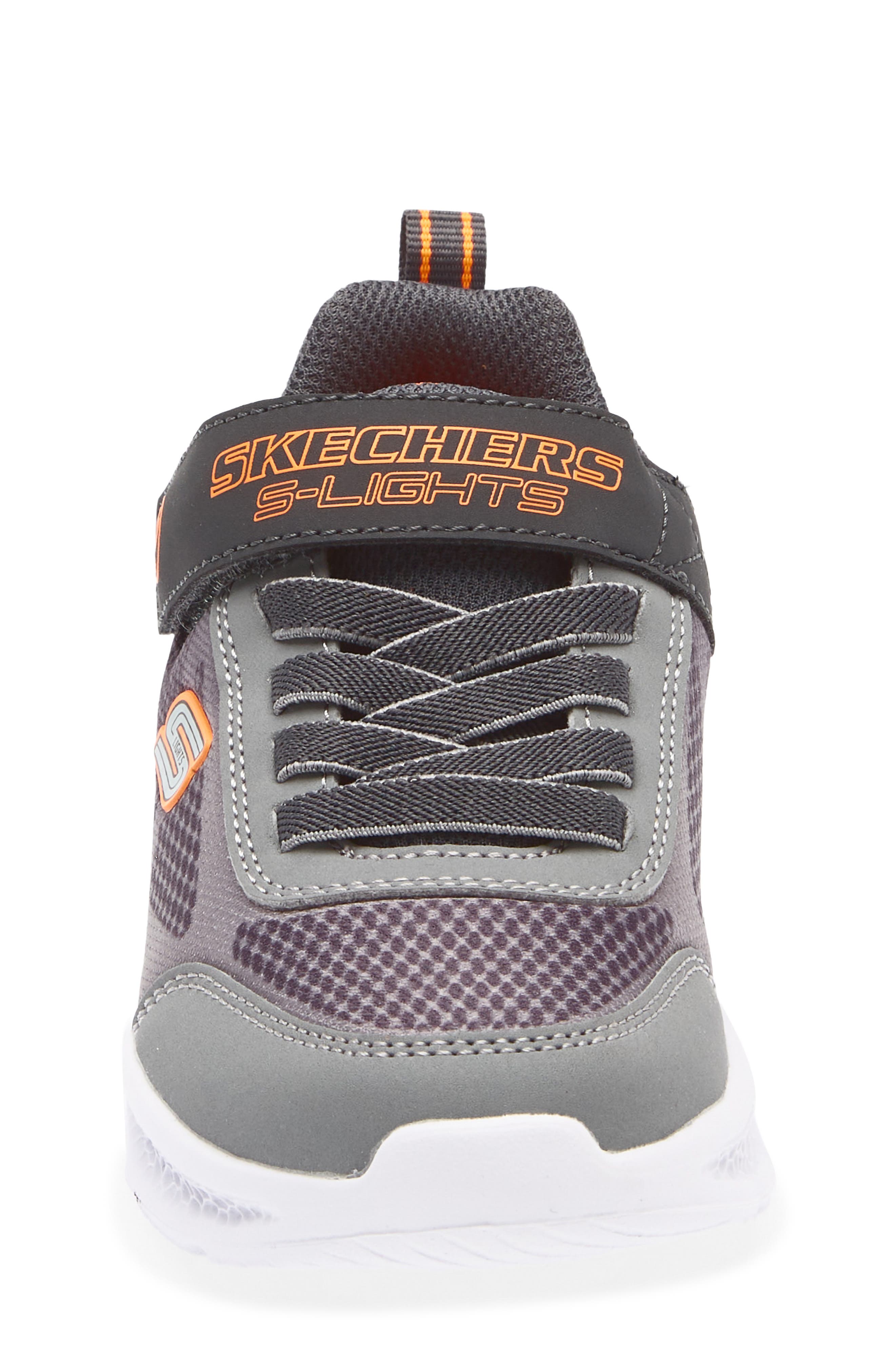 SKECHERS Kids' S-Lights<sup>®</sup>: Meteor-Lights Krendox Light-Up Sneaker, Alternate, color, Charcoal