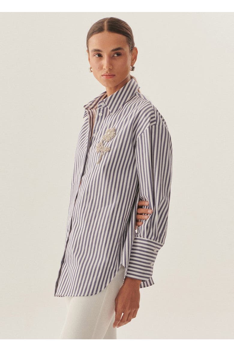 Daniela Poplin Shirt, Alternate, color, NAVY