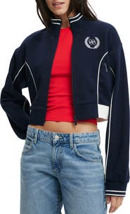 Cotton On Embroidered Crop Full Zip Jacket