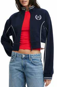 Cotton On Embroidered Crop Full Zip Jacket