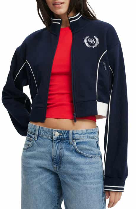 Cotton On Embroidered Crop Full Zip Jacket