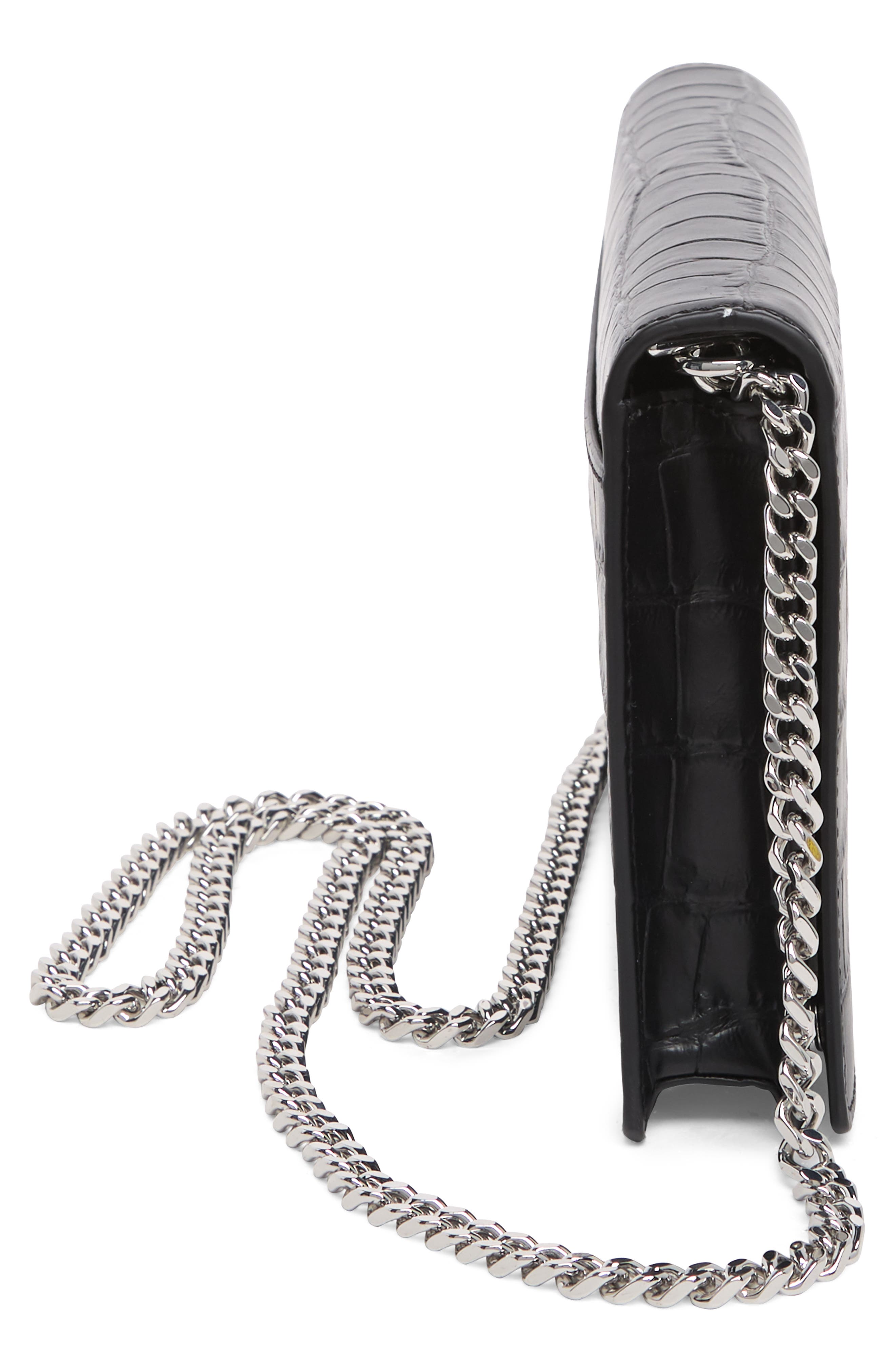 Marc Jacobs Party On a Chain Croc Embossed Leather Shoulder Bag, Alternate, color, 