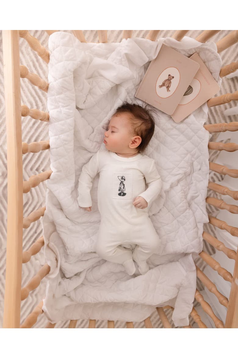 Baby Girls Cotton Rich Footie, Alternate, color, Ivory Mist