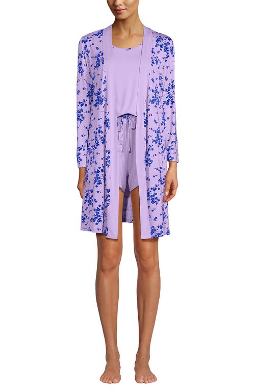 Lands' End Cooling 3 Piece Pajama Set In Lilac Petal Snow Drop Floral