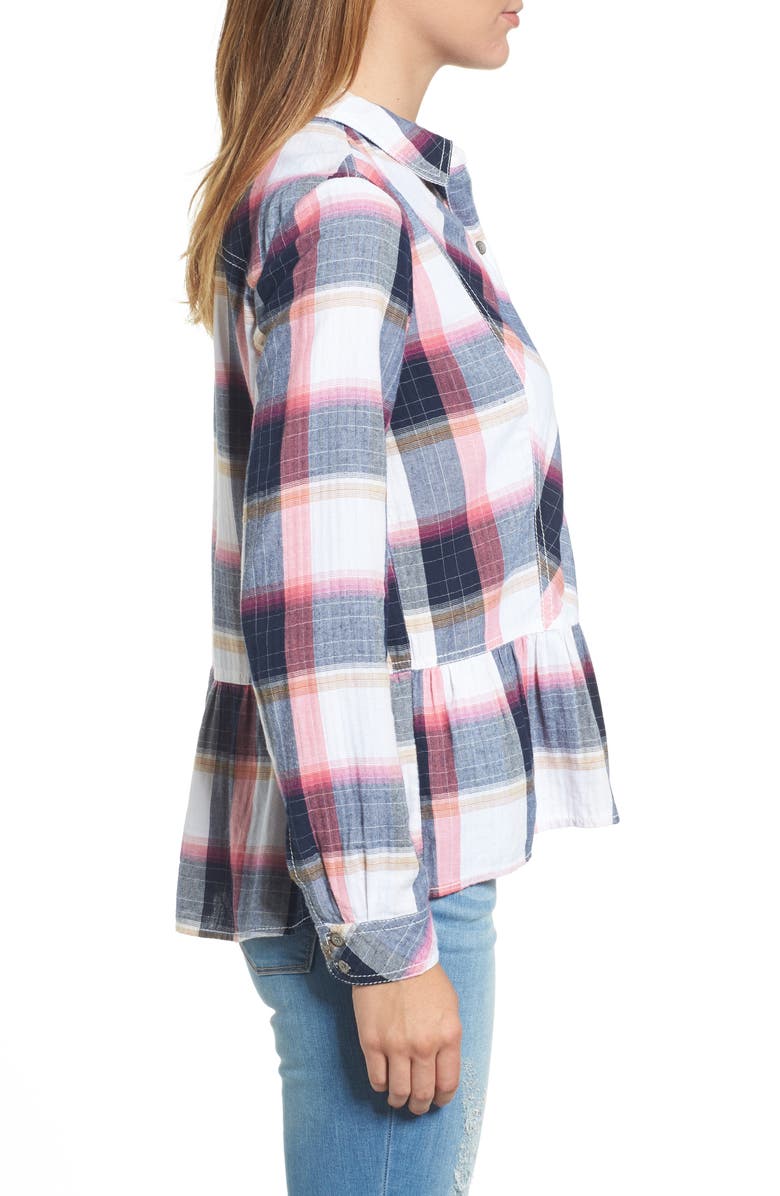 Caslon<sup>®</sup> Peplum Plaid Shirt, Alternate, color, 