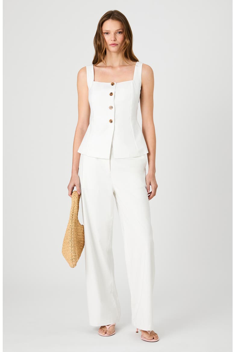 Square Neck Twill Top, Alternate, color, SUMMER WHITE