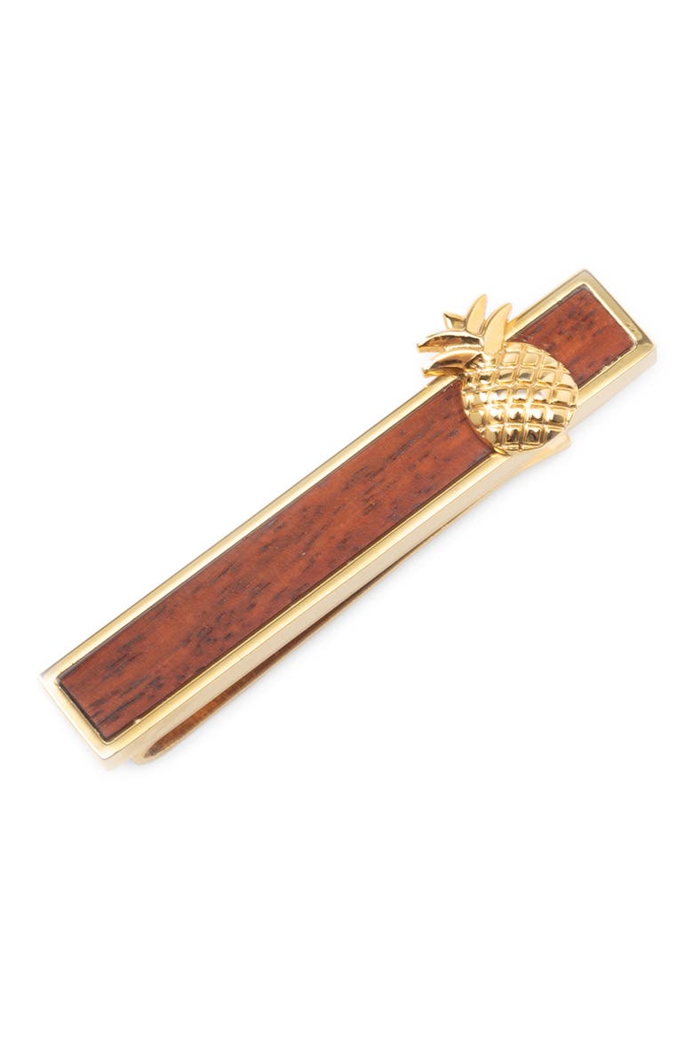 Pineapple Wood Inlay Tie Bar, Main, color, GOLD