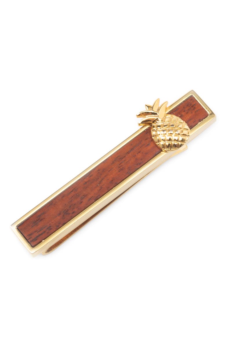 Cufflinks, Inc. Pineapple Wood Inlay Tie Bar, Main, color, Gold