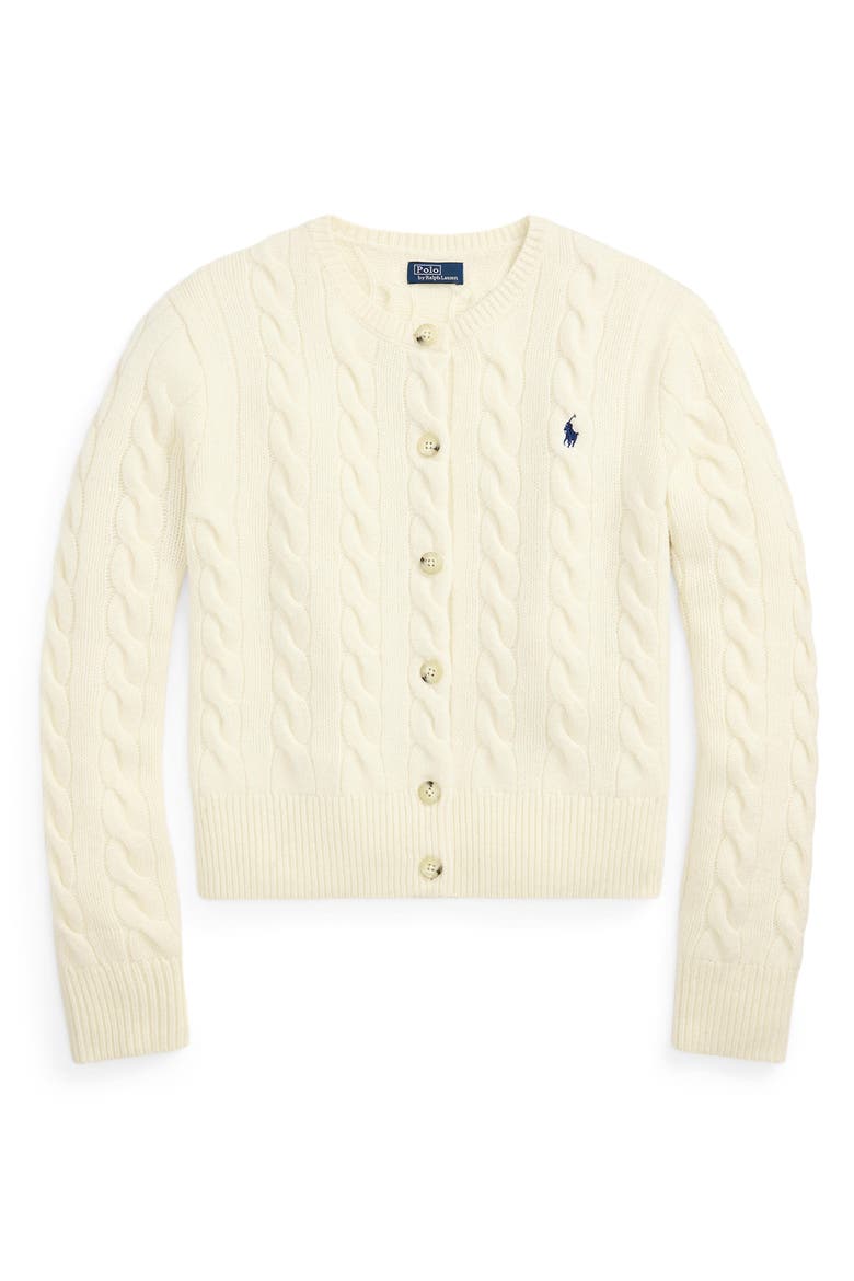 Cable Knit Wool & Cashmere Cardigan, Alternate, color, AUTHENTIC CREAM