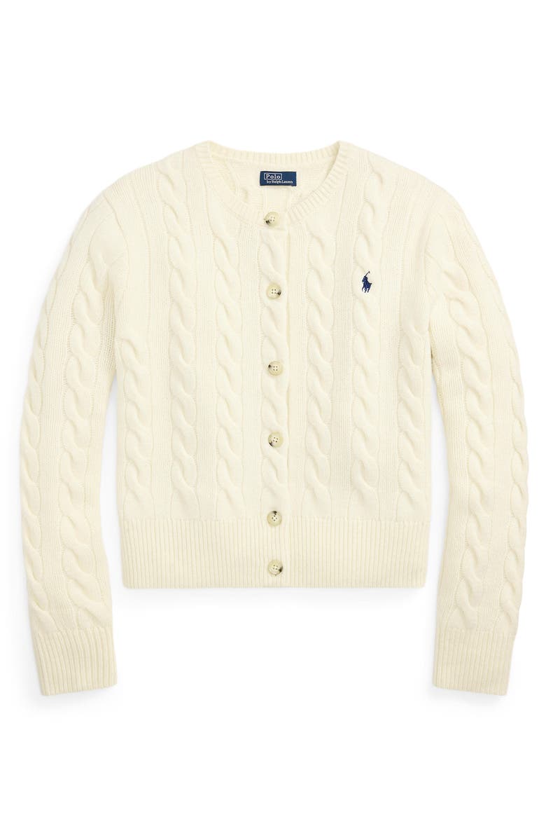 Polo Ralph Lauren Cable Knit Wool & Cashmere Cardigan, Alternate, color, Authentic Cream