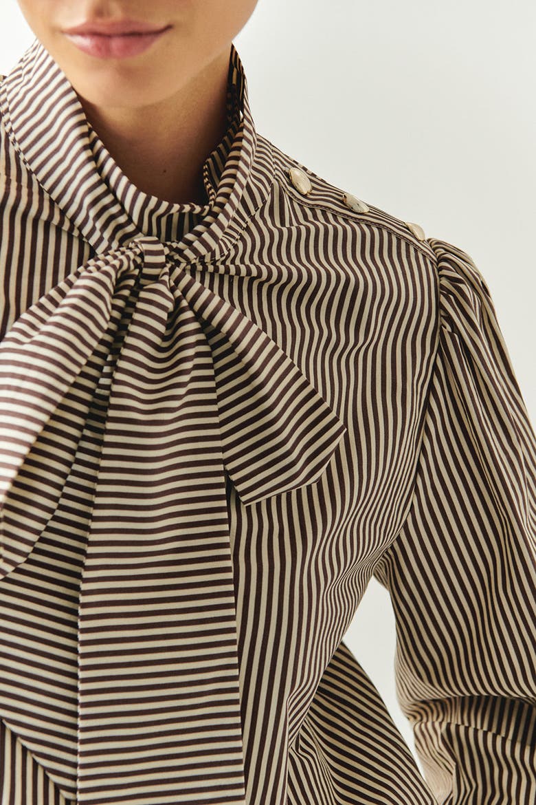 Indigo Cotton Blouse, Alternate, color, BROWN-BONE