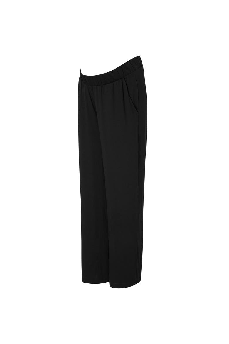 Eda Maternity Wide-Leg Trousers, Alternate, color, Caviar Black