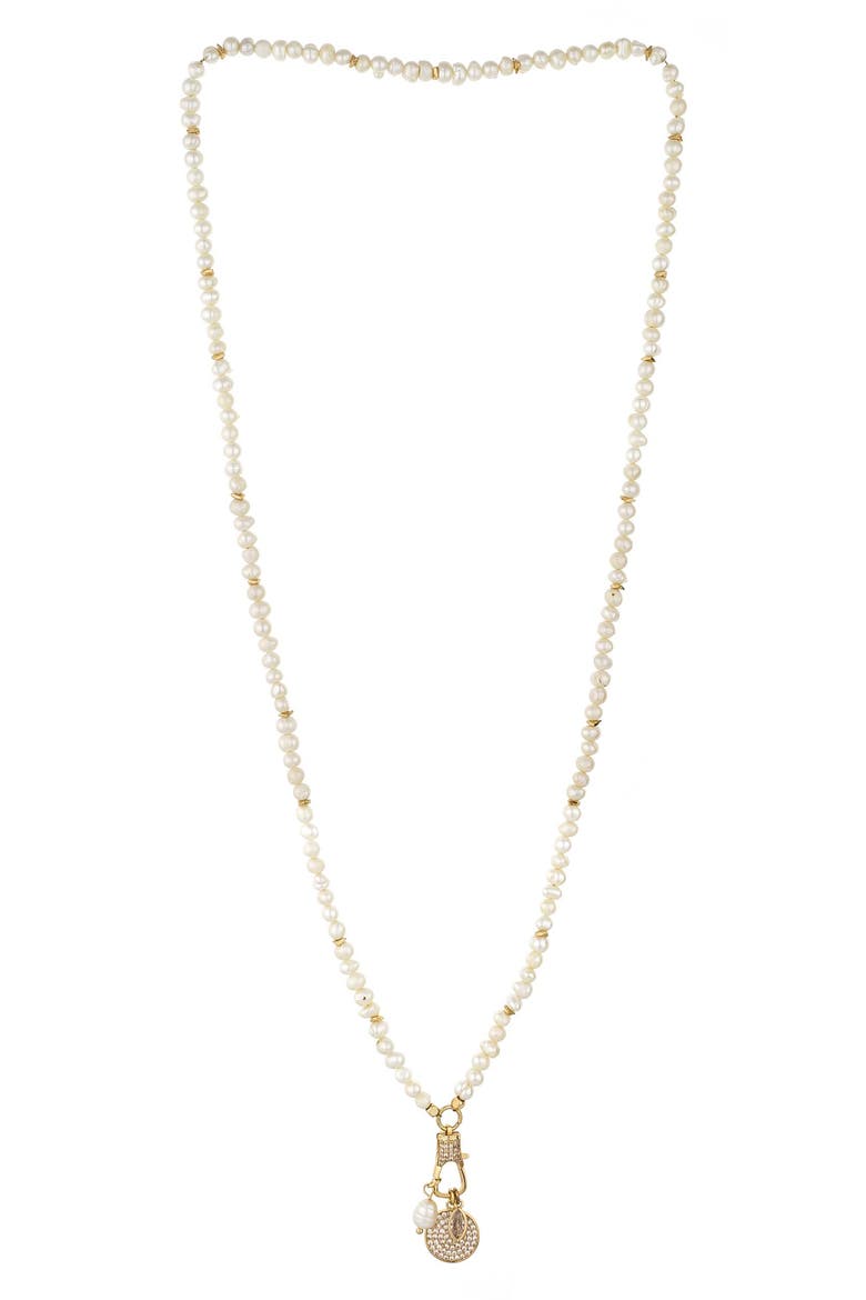 Crystal Charms Imitation Pearl Necklace, Main, color, GOLD