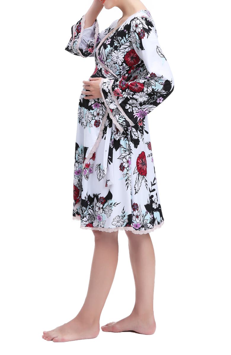 Kimi and Kai Gini Lounge Maternity Robe, Alternate, color, White