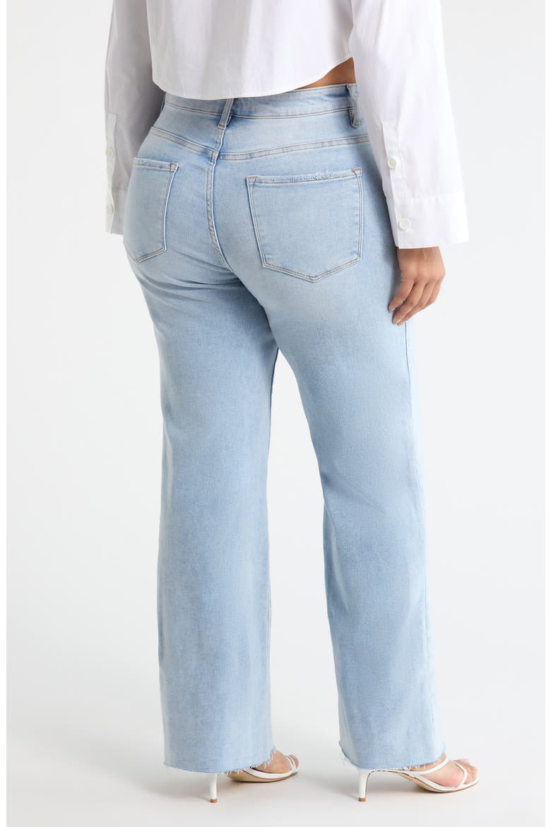 High Waist Raw Hem Wide Leg Jeans, Alternate, color, LIGHT BLUE