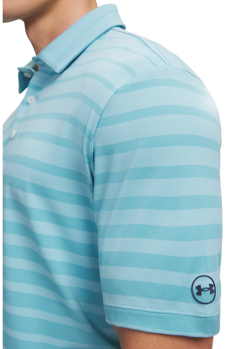 UA ArmourDry Stripe Performance Golf Polo, Alternate, color, BLUE HAZE