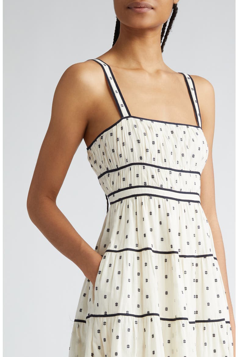 Clemente Abstract Print Tiered Cotton Midi Sundress, Alternate, color, IVORY