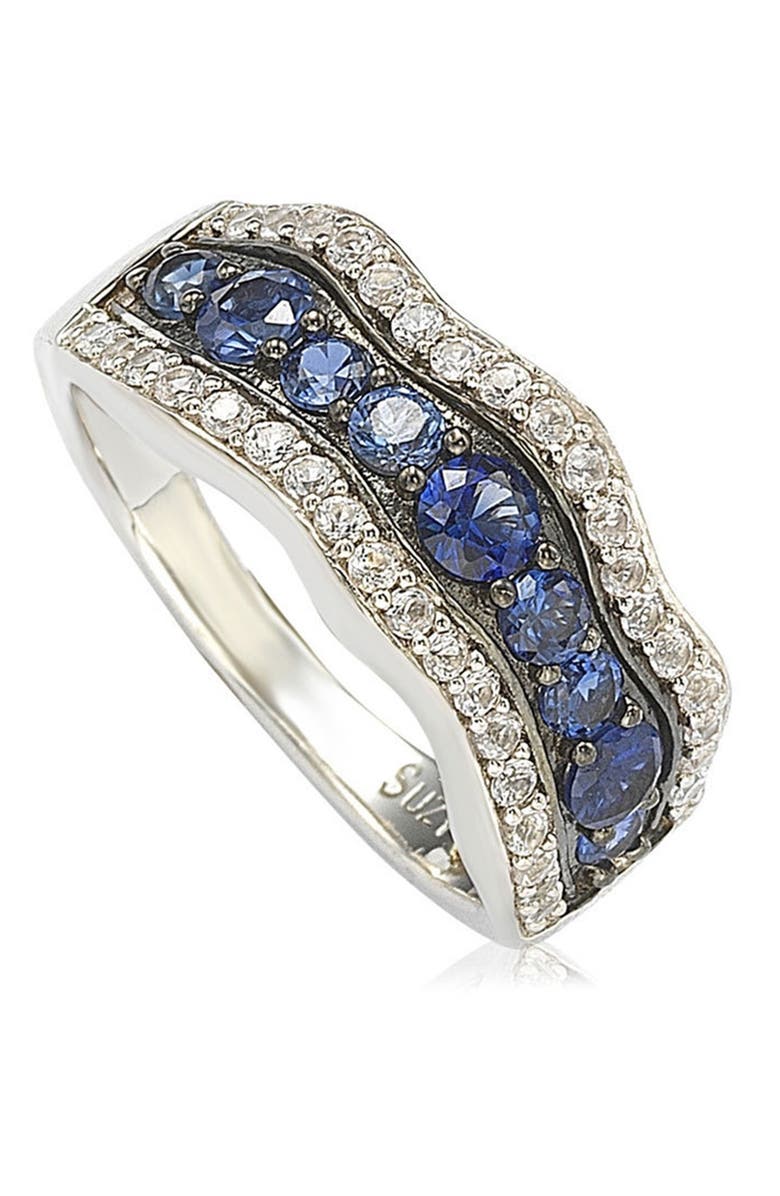 SUZY LEVIAN Sapphire & Diamond Wave Ring, Alternate, color, Blue