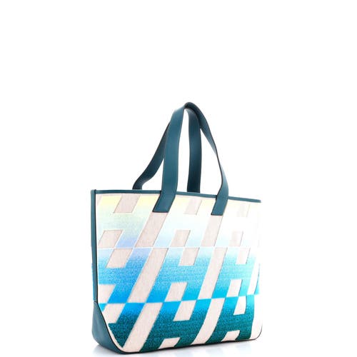 Pre-owned Hermes Hermes Cabas H En Biais Tote Tufted Motif Canvas With Leather 40
