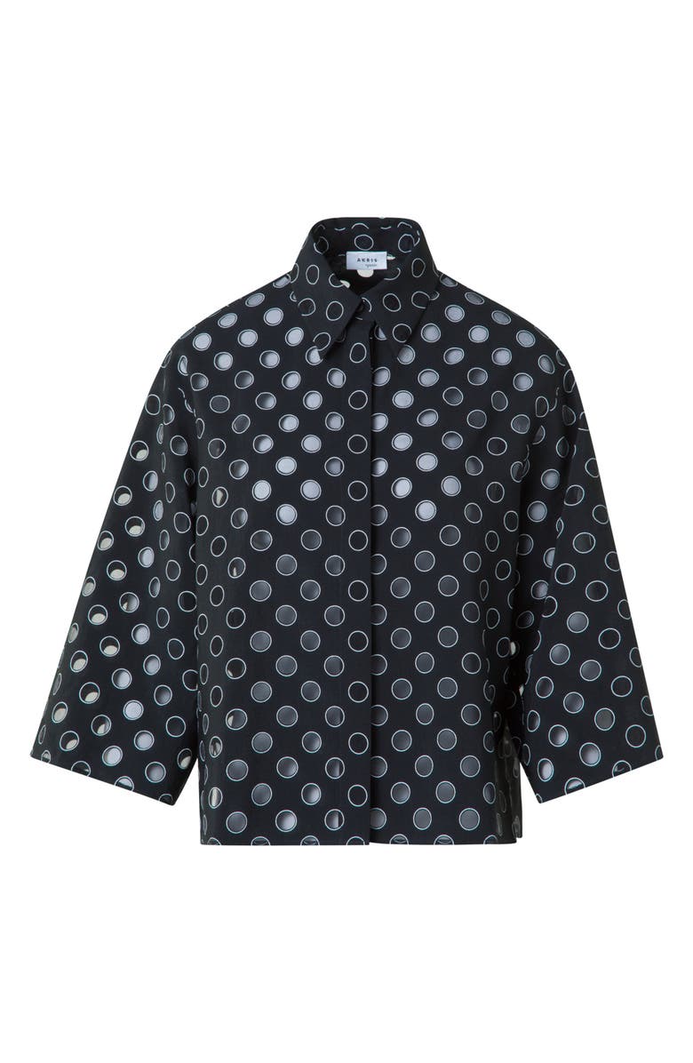 Akris punto Sheer Polka Dot Button-Up Shirt, Alternate, color, Black-Cream