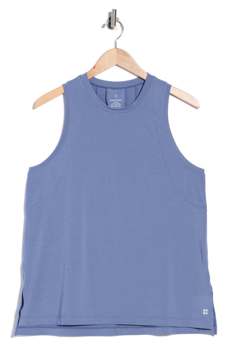 Soft Flow Studio Longline Tank, Alternate, color, LUXE BLUE
