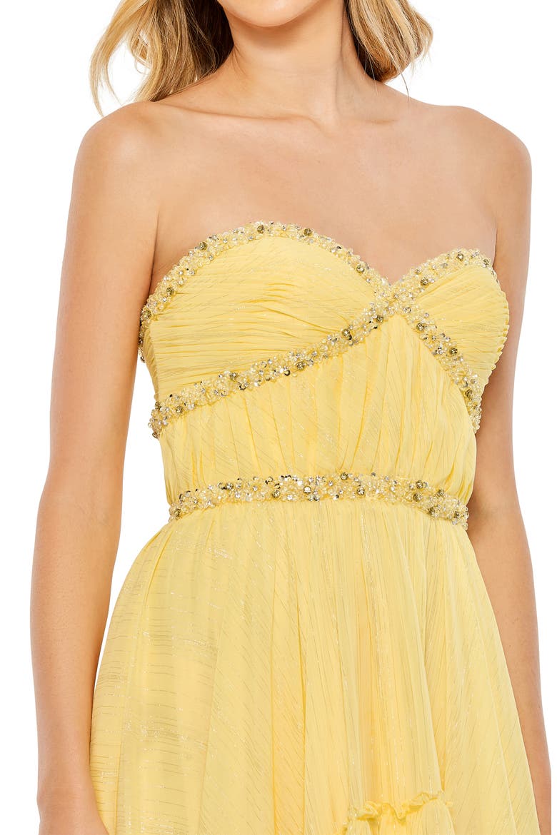 Sweetheart Neck High-Low Gown, Alternate, color, LEMON