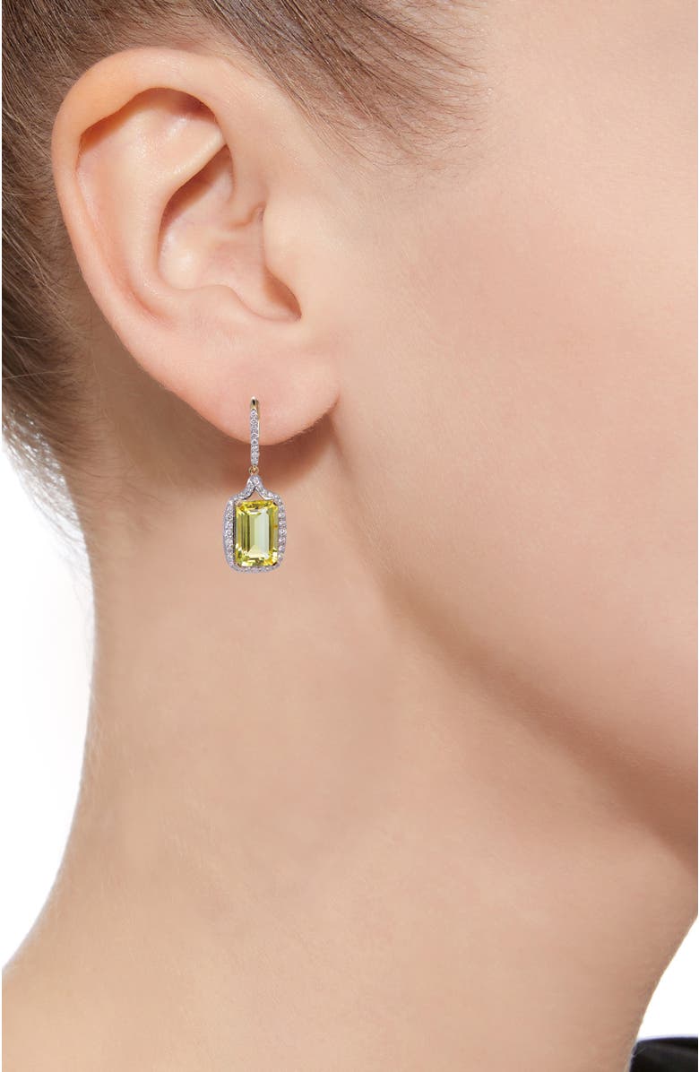 Kahn High Jewelry Lemon Quartz Earrings with Diamonds, Alternate, color, Lemon