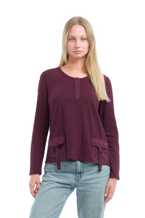 U-Neck Button Placket Tee