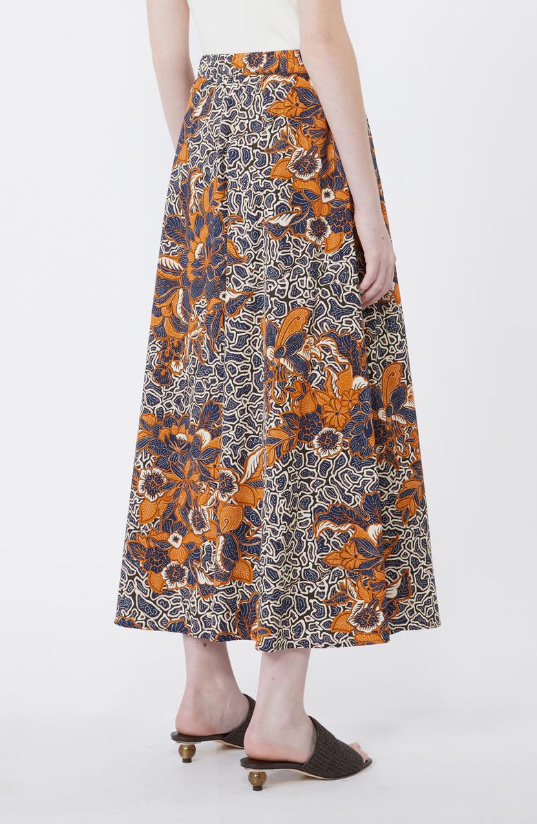 Weekend Max Mara Uomo Paisley Floral Cotton Skirt, Alternate, color, Navy