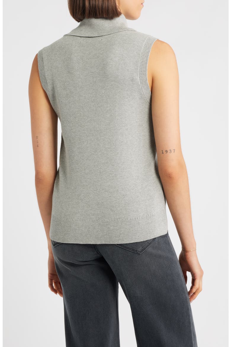 Turtleneck Sleeveless Sweater, Alternate, color, GRAY