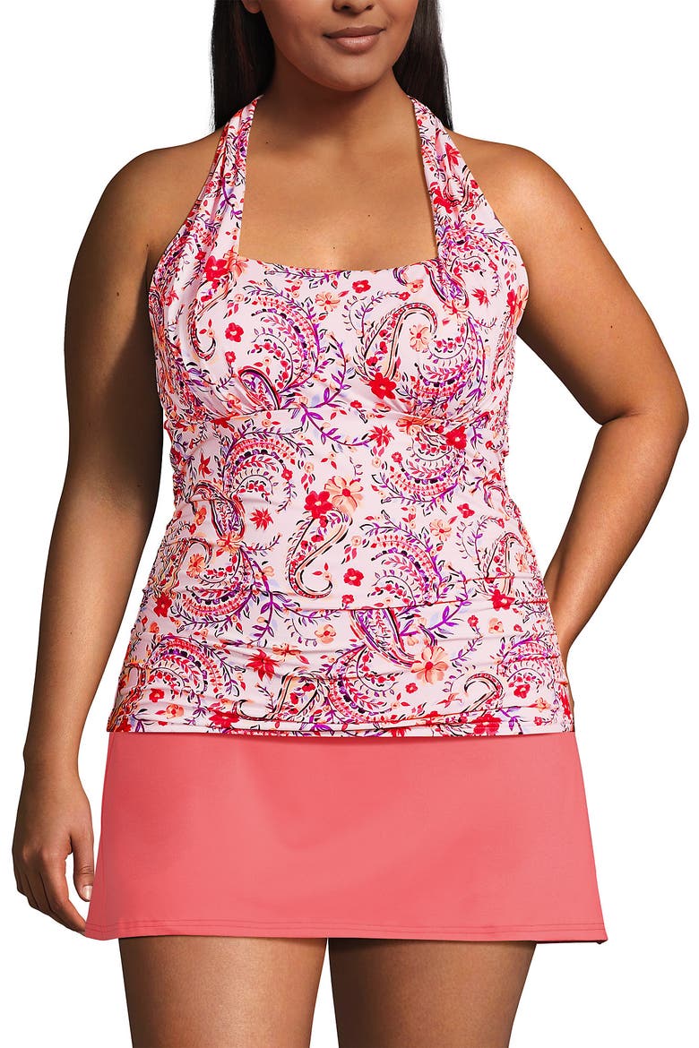 Chlorine Resistant Square Neck Halter Tankini Swimsuit Top, Alternate, color, Wood Lily Multi Floral Paisley