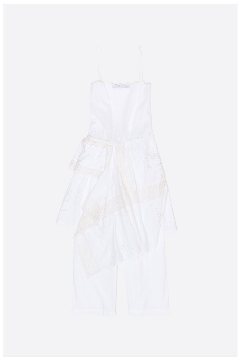 Embroidered Asymmetrical Handkerchief Jumpsuit, Alternate, color, WHITE