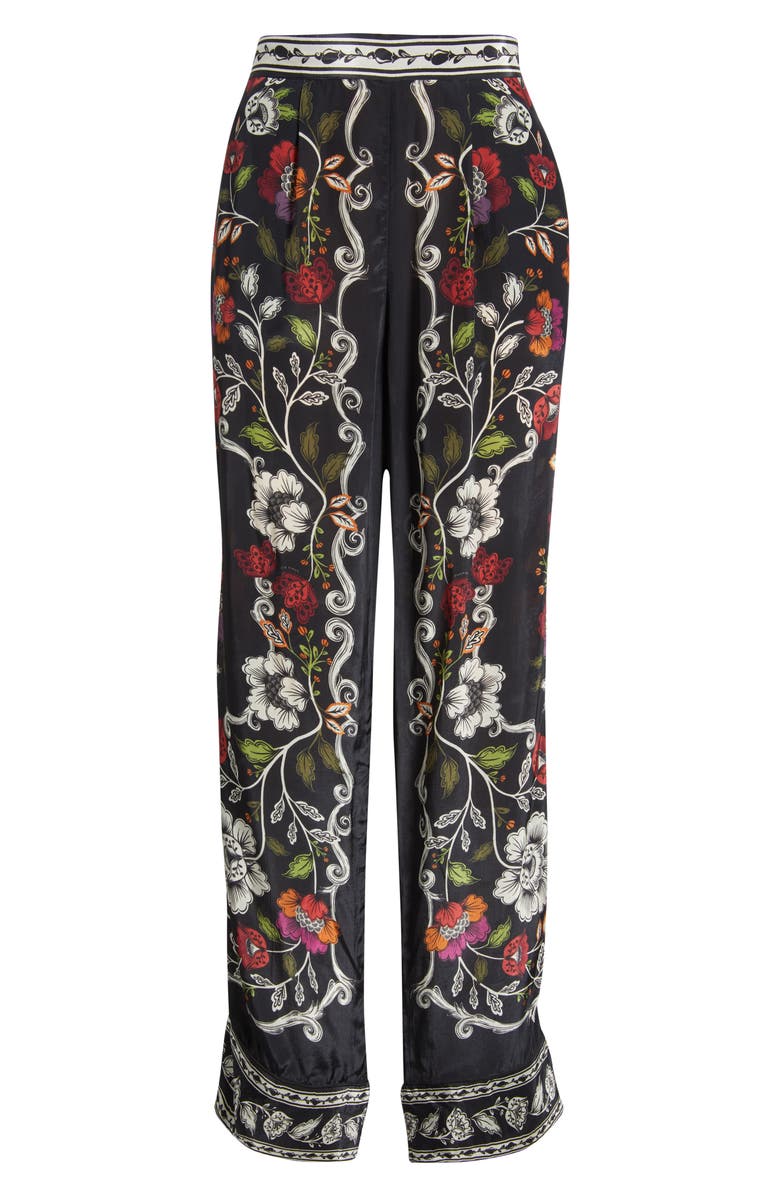 FARM Rio Rococco Floral Straight Leg Pants, Alternate, color, Black