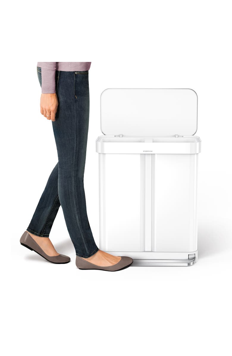 simplehuman 58L recycler rectangular step can, Alternate, color, White