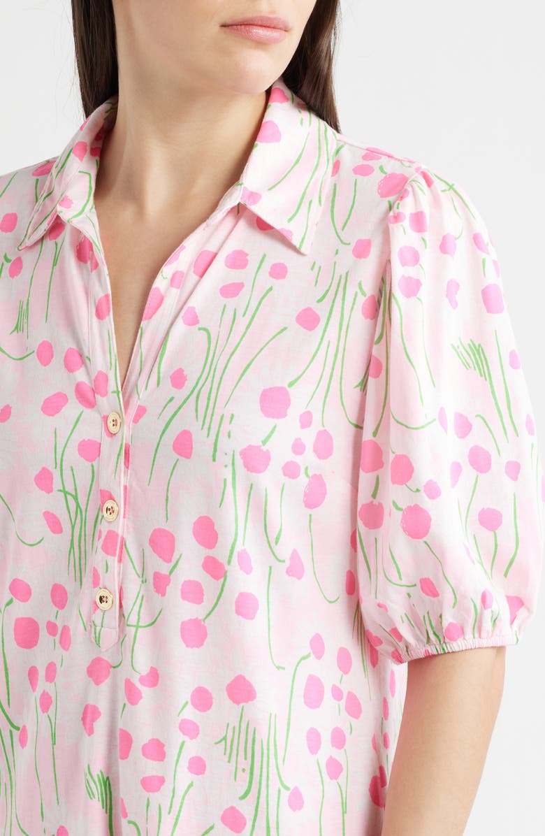 Lilly Pulitzer<sup>®</sup> Bingley Drop Waist Puff Shoulder Dress, Alternate, color, Conch Shell Pink Sunny Daisies