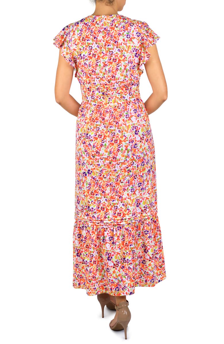Julia Jordan Floral Flutter Sleeve Button Front Dress, Alternate, color, 