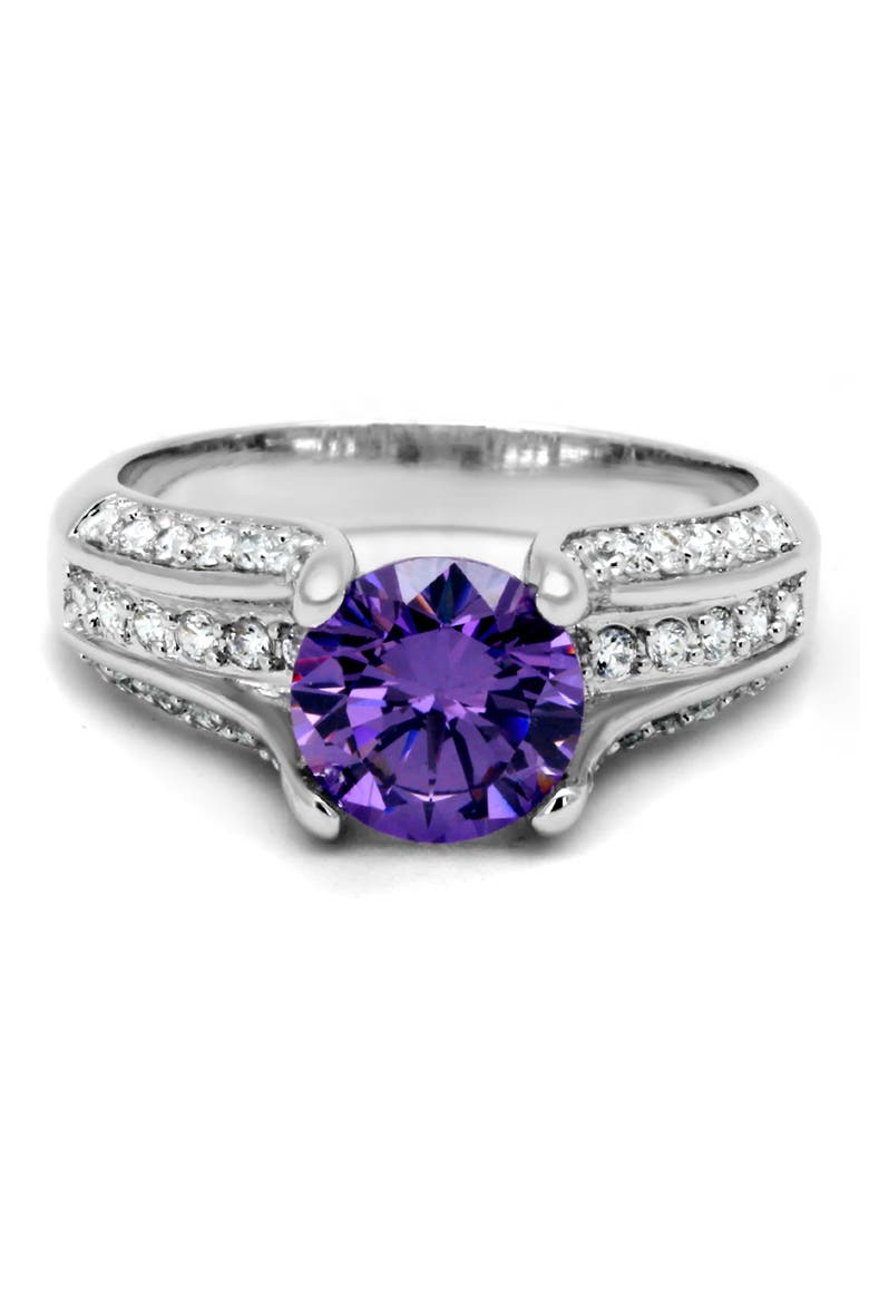 CZ Engagement Ring, Alternate, color, RHODIUM