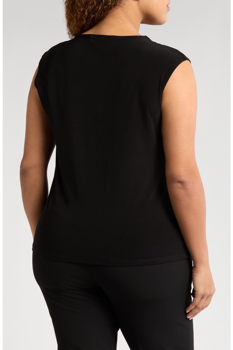 Cap Sleeve Criss-Cross Detail Jersey Top, Alternate, color, BLACK