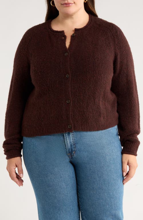 Treasure & Bond Rolled Crewneck Cardigan In Brown