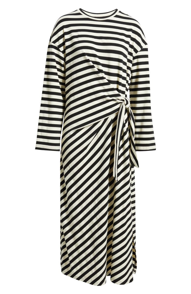 FRNCH Fenouil Directional Stripe Long Sleeve Dress, Alternate, color, Noir