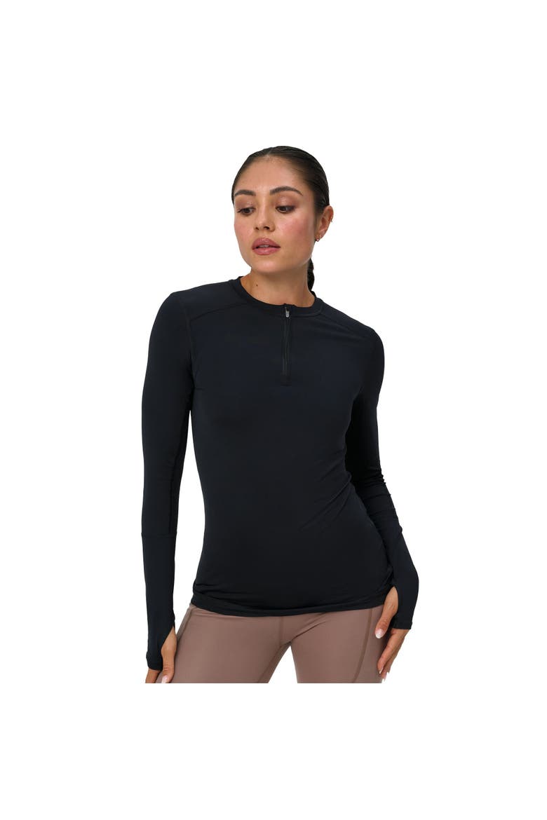 Women's Performance Quarter Zip Long Sleeve Crew Shirt for Sun and UV Protection, Main, color, Black