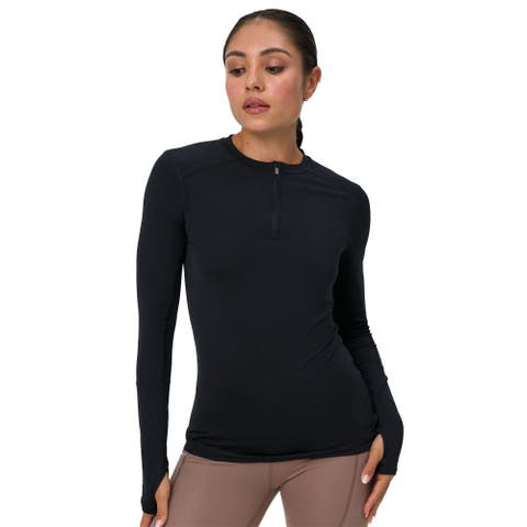 Women's Performance Quarter Zip Long Sleeve Crew Shirt for Sun and UV Protection