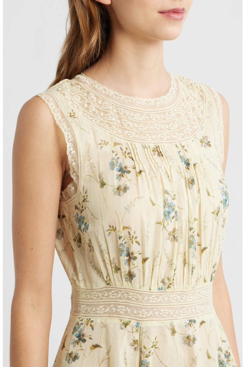 Liliane Floral Lace Detail Organic Cotton Dress, Alternate, color, SUNSHINE PRAIRIE ROSE
