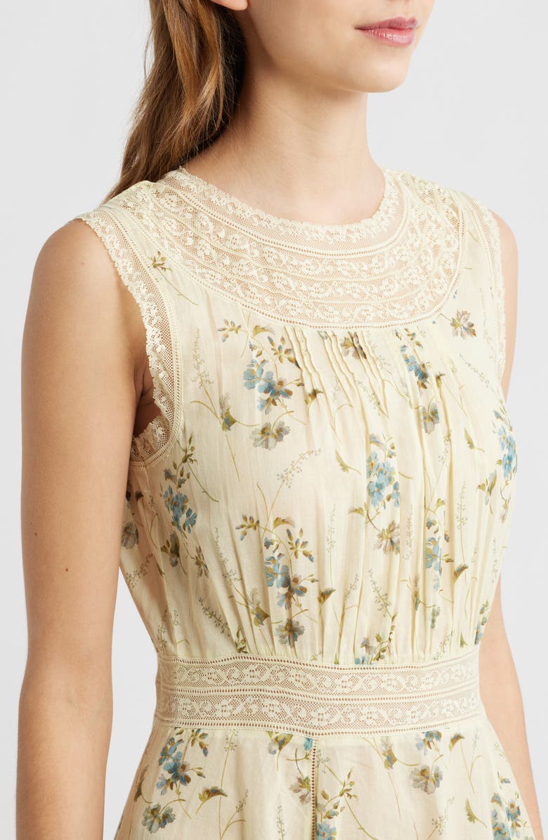 DÔEN Liliane Floral Lace Detail Organic Cotton Dress, Alternate, color, Sunshine Prairie Rose