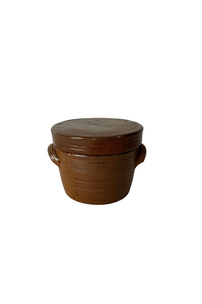 Vintage French Stoneware Conical Butter Pot for Salt, Main, color, Natural