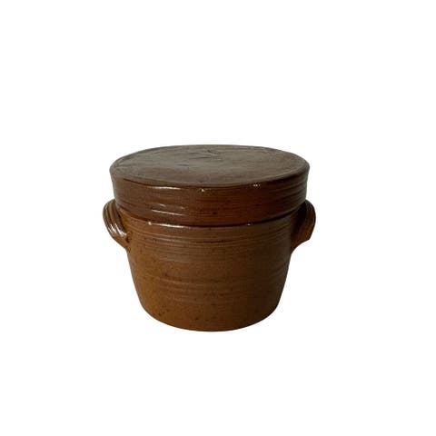 Vintage French Stoneware Conical Butter Pot for Salt