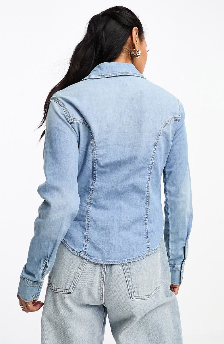 ASOS DESIGN Fitted Cotton Denim Shirt, Alternate, color,
