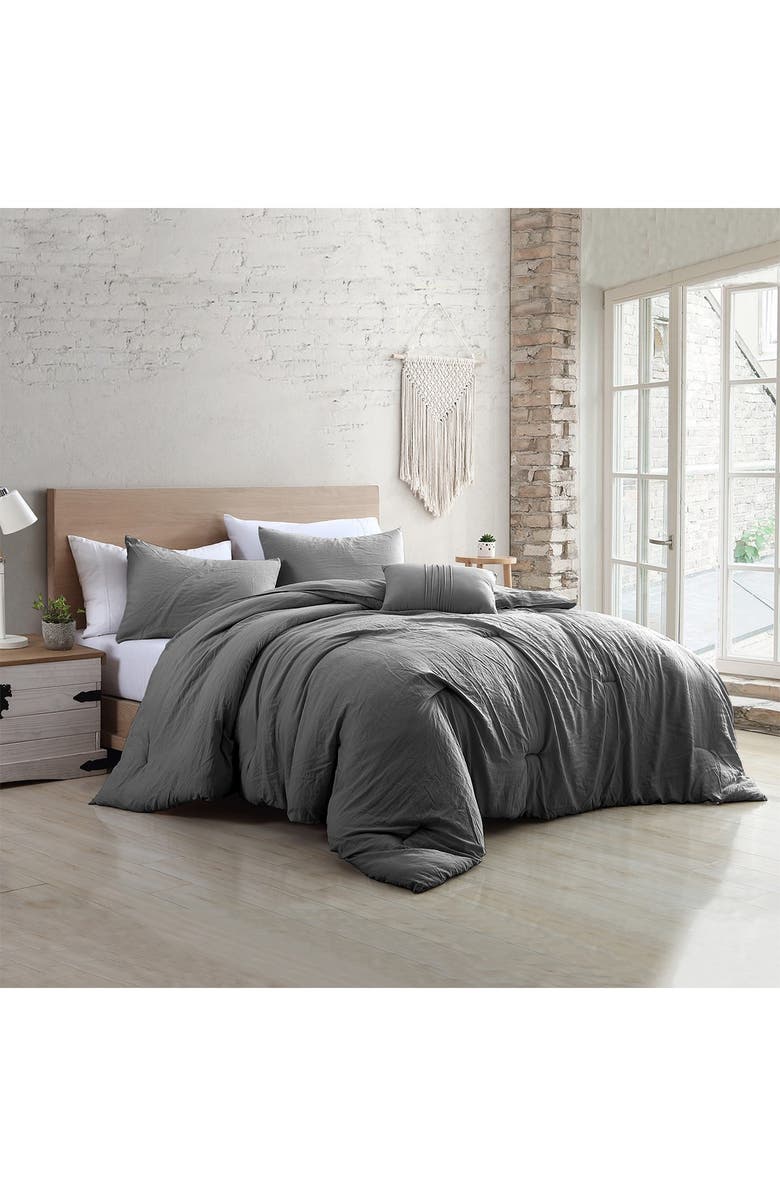 Modern Threads 4-Piece Garment-Washed Comforter Set - Beck Dark Rose - Queen, Main, color, 