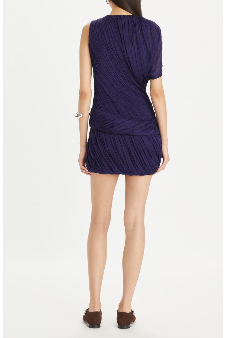 Asymmetric Draped Silk Minidress, Alternate, color, DARK VIOLET