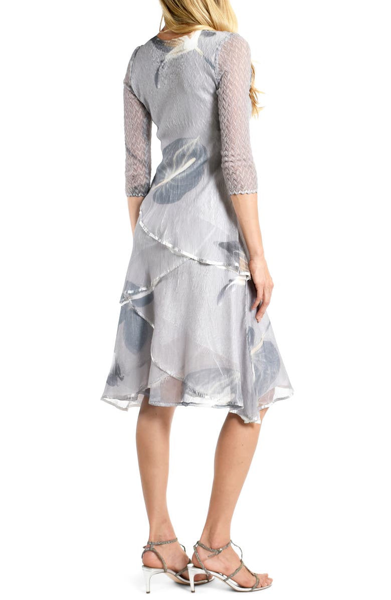 Komarov Tiered Chiffon Cocktail Midi Dress, Alternate, color,